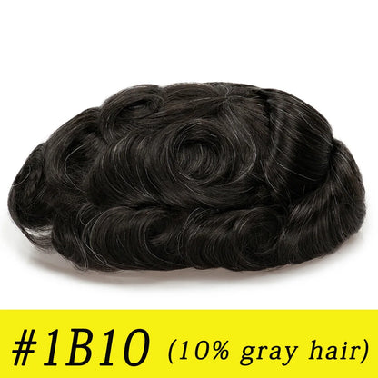 Ultra Thin Skin 0.03mm Men’s Toupee Human Hair Wig – Natural Hair Replacement System Lightweight Male Hairpiece