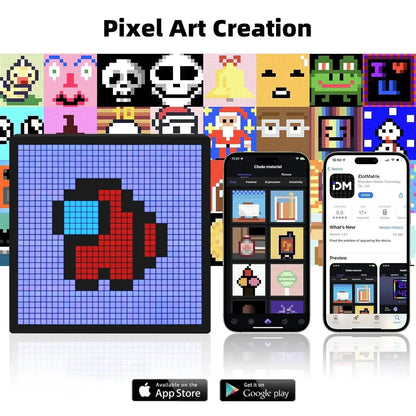 Smart RGB LED Pixel Matrix Display – Bluetooth App Controlled DIY Graffiti Animation Frame for Gaming Room & Modern Wall Decor