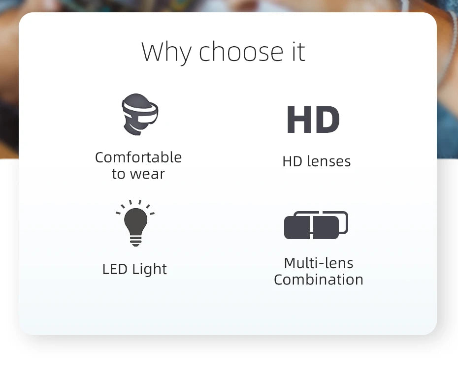 LED Headband Magnifier with 8x Lenses – Hands-Free Magnifying Glass for Jewelry, Watch & Electronic Repair