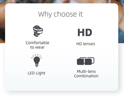 LED Headband Magnifier with 8x Lenses – Hands-Free Magnifying Glass for Jewelry, Watch & Electronic Repair