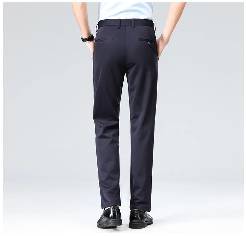 Men's Summer & Autumn Dress Pants – Thin Formal Work Trousers | Business Casual Black & Wine Red Long Pants