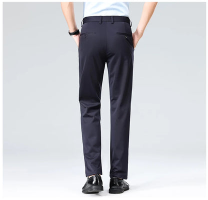 Men's Summer & Autumn Dress Pants – Thin Formal Work Trousers | Business Casual Black & Wine Red Long Pants
