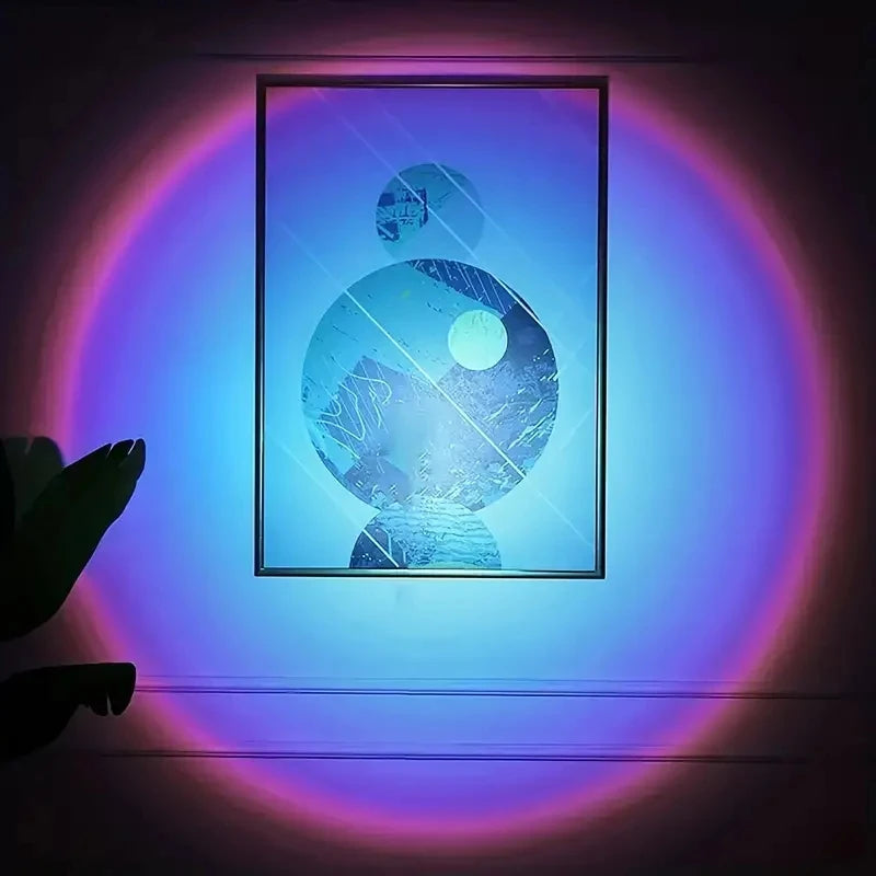 Vibrant Sunset Projection Light - 16 Color Spectrum LED with USB Remote Control, Dynamic Color Changing Light for Warm Home Ambiance