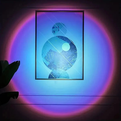 Vibrant Sunset Projection Light - 16 Color Spectrum LED with USB Remote Control, Dynamic Color Changing Light for Warm Home Ambiance
