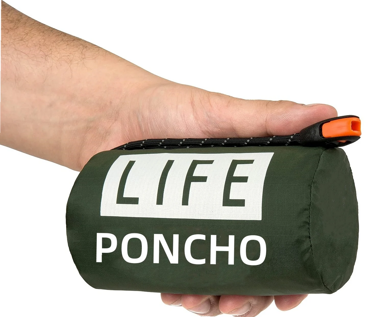 LIFE Emergency Survival Rain Poncho - Thermal Waterproof Heat Reflective Camping and Hiking Raincoat