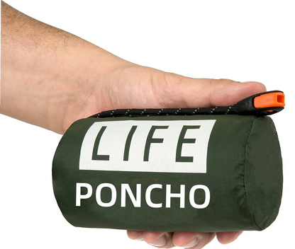 LIFE Emergency Survival Rain Poncho - Thermal Waterproof Heat Reflective Camping and Hiking Raincoat