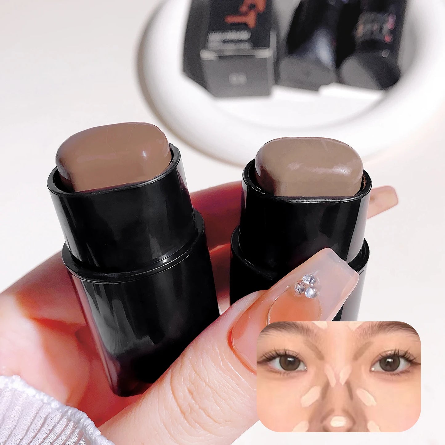 High-Light Trimming Stick Contour Shadow Cream - Natural Nude Makeup, Three-Dimensional Brightening Lying Silkworm Contour Stick
