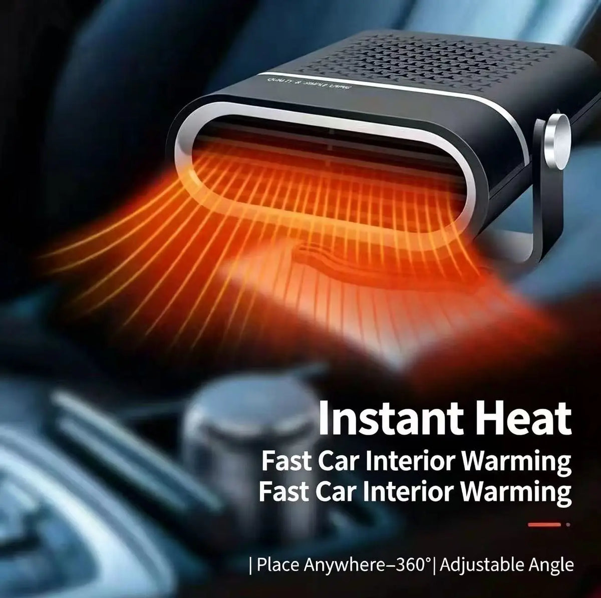Portable Car Heater Fan - 2-Second Fast-Heating Windshield Defroster & Interior Warm Air Blower for Winter