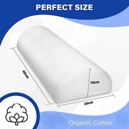 Memory Foam Semi-Roll Bolster Pillow – Multi-Use Lumbar, Head and Leg Support with Cotton Cover