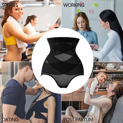 Sexy High-Waist Cross Body Shaper Panties – Women’s Tummy Control Slimming Shapewear Underwear