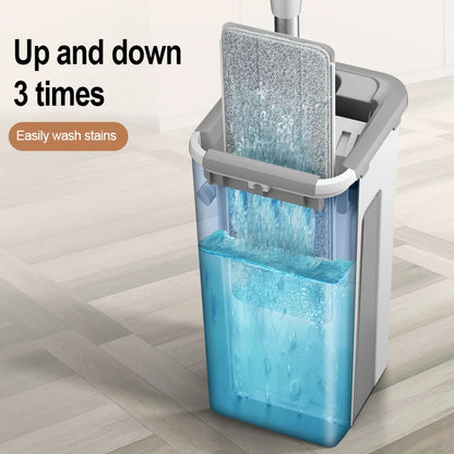 Magic Floor Mop: Squeeze Mop with Rotating Flat Bucket - Effortless Floor Cleaning Solution for Home & Housekeeping
