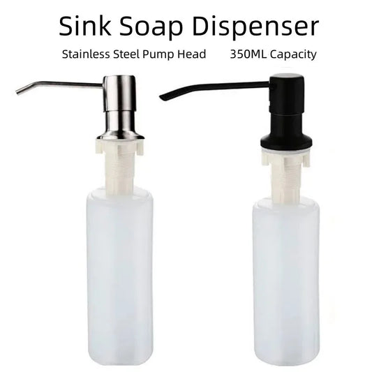 Stainless Steel Sink Soap Dispenser — 350ml Manual Liquid Soap & Lotion Pump, Kitchen Accessory