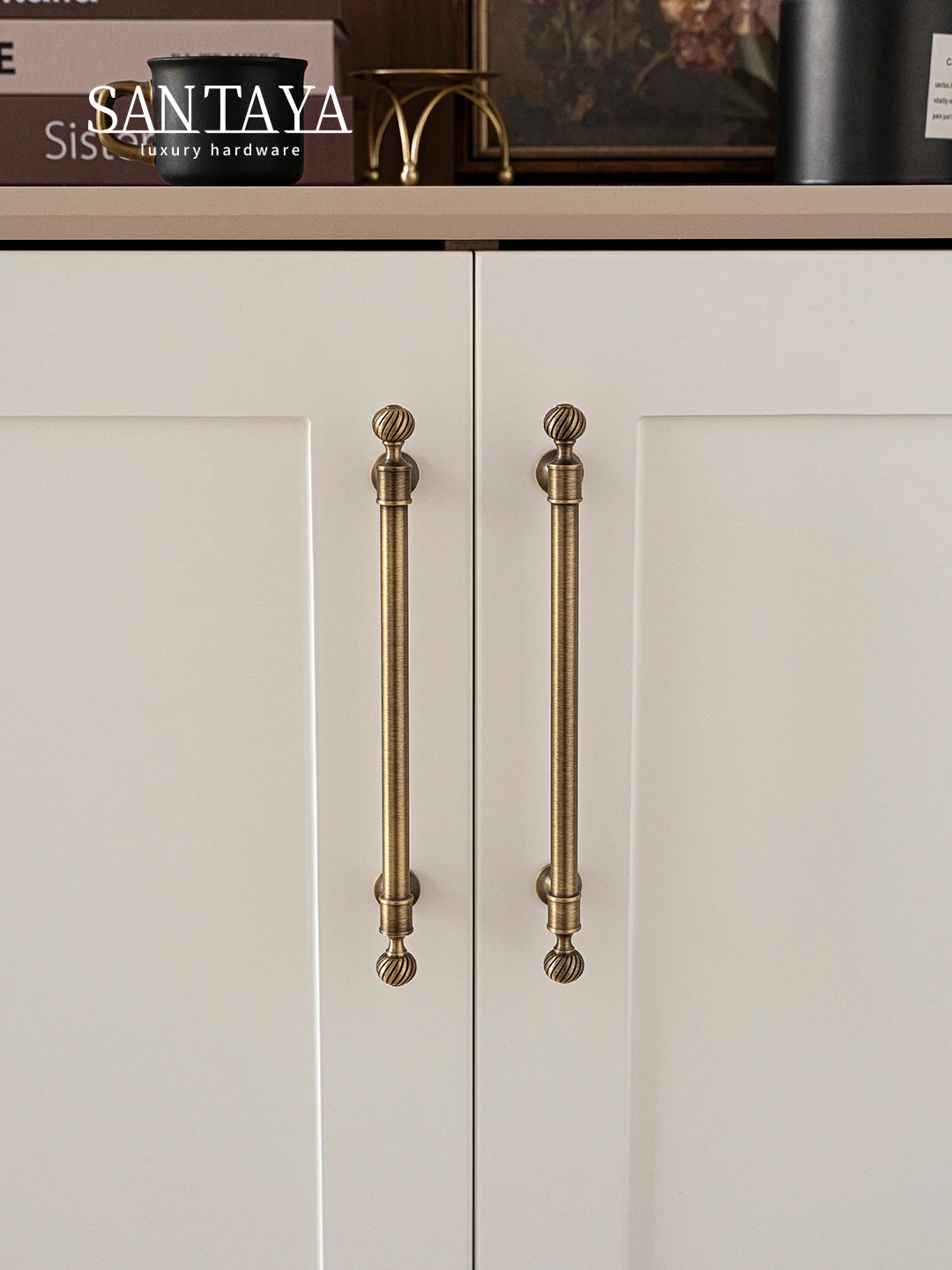 Santaya Brushed Antique Brass Cabinet Handles – Luxury Shell Drawer Pulls for Kitchen, Wardrobe & Dresser Furniture Hardware Knobs