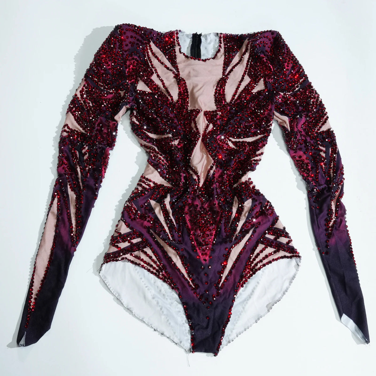 Purple Rhinestone Bodysuit - Prom, Dance, Nightclub & Stage Performance Costume
