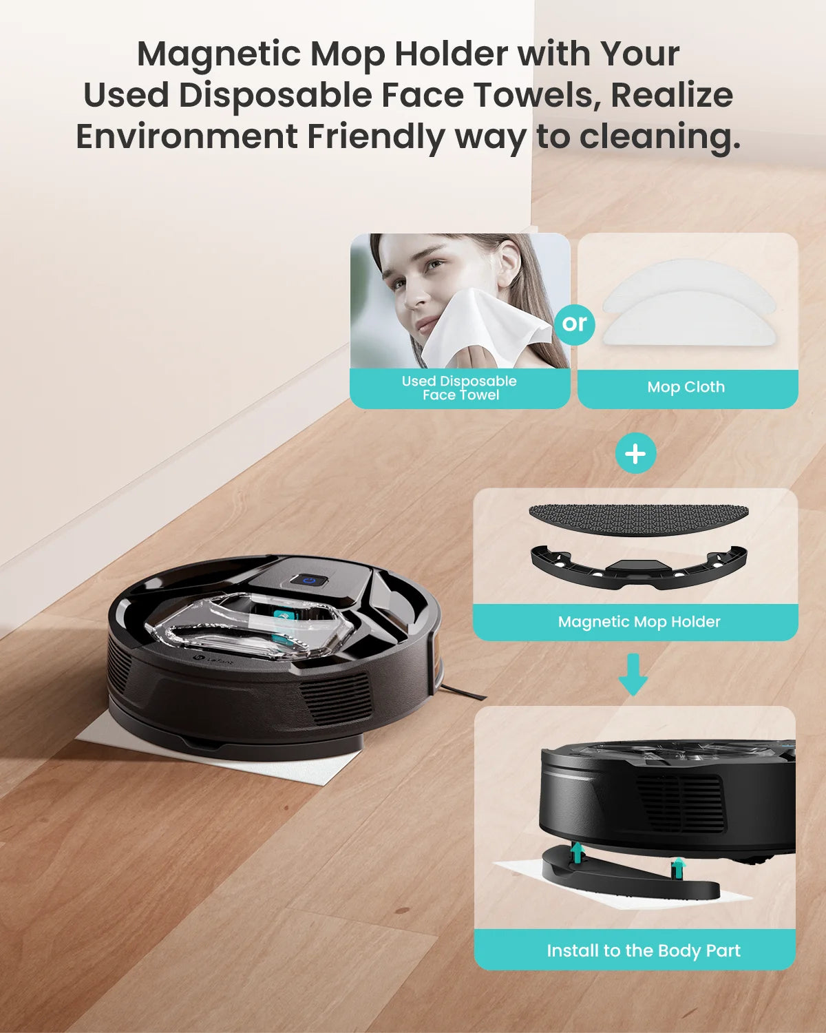 Lefant M320 Robot Vacuum Cleaner with Mop – 6000Pa Suction, 210 Min Runtime, 800ML Dustbin, Carpet Detection