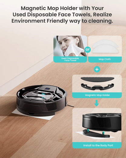 Lefant M320 Robot Vacuum Cleaner with Mop – 6000Pa Suction, 210 Min Runtime, 800ML Dustbin, Carpet Detection