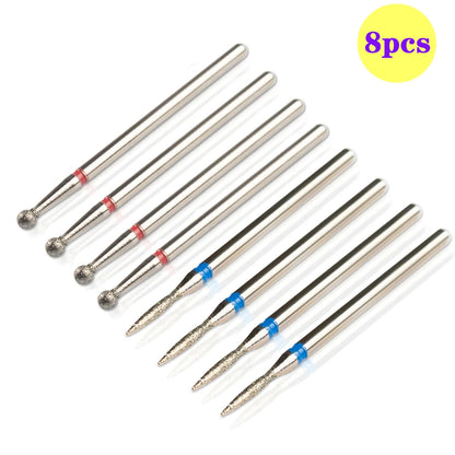 8pcs Diamond Nail Drill Bit Set - Rotary Electric Milling Cutters for Pedicure, Manicure, Cuticle Burr & Nail Tools Accessories