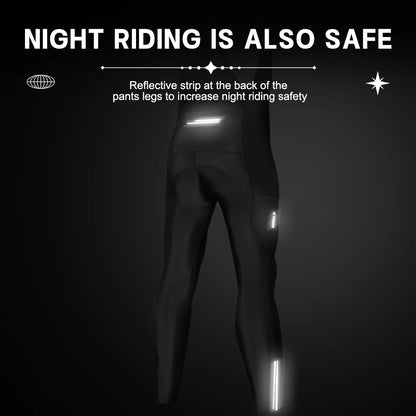 X-TIGER Thermal Winter Cycling Bib Pants for Men with 5D Gel Padding & Back Pocket – Fleece Sports MTB & Road Bike Warm Bibs