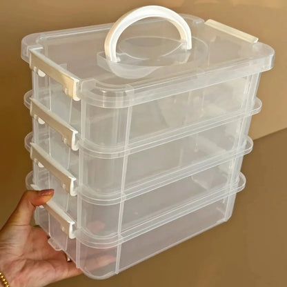 4-Layer Stackable Transparent Organizer – Multi-Tier Plastic Storage Box for Kids Toys, Makeup, Jewelry, Office & School