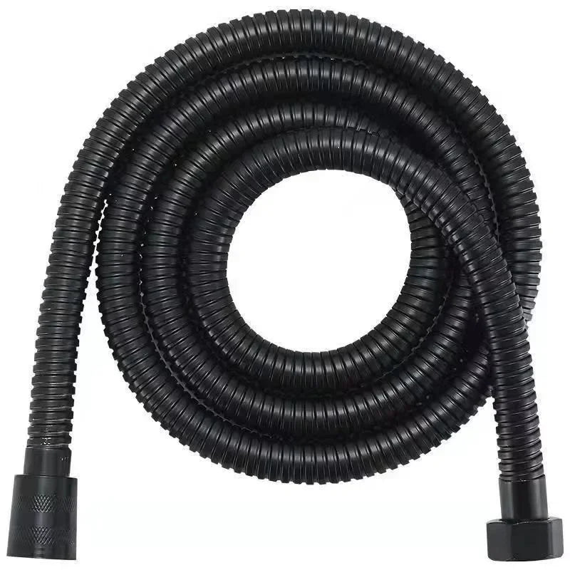 Flexible Shower Hose 1.5/2M — Black/Silver Stainless Steel Bathroom Extension Pipe and Accessories