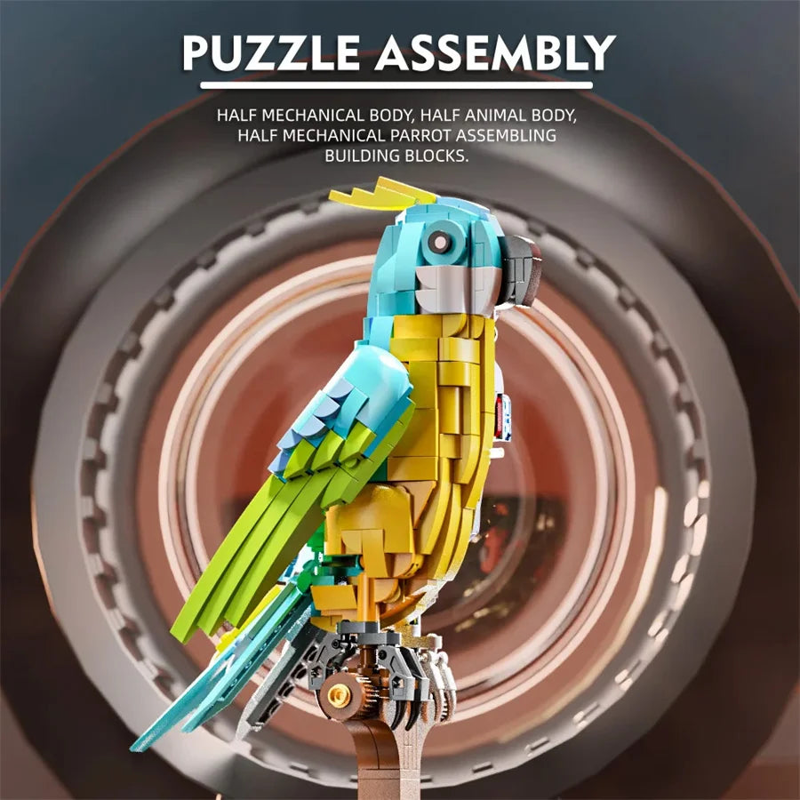 Mechanical Shark & Sea Life Building Blocks Set – Crocodile, Parrot, Mantis, Frog, Manta Ray Toy for Kids