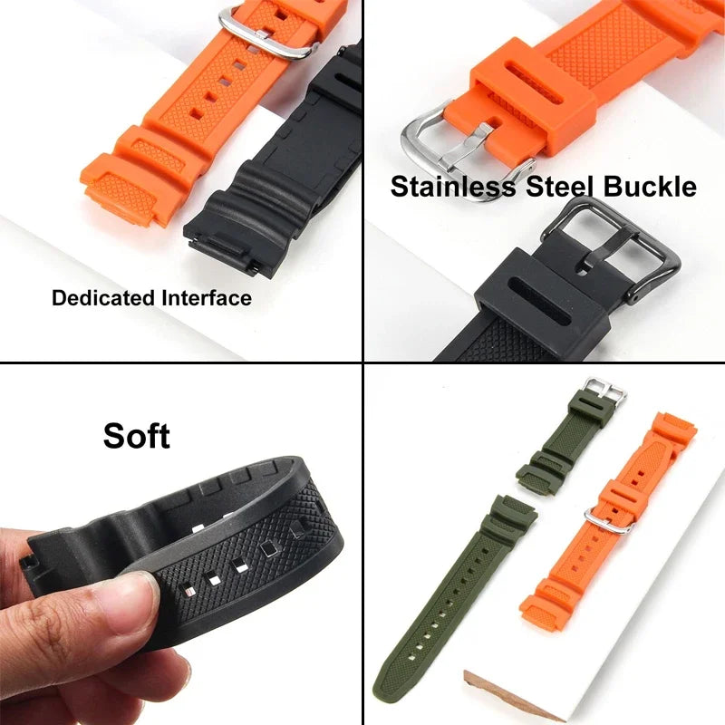 18mm Silicone Watch Strap for Casio W218H AE-1200 AE-1100 SGW-300/400 MRW-200 - Sport Resin Rubber Replacement Wristband