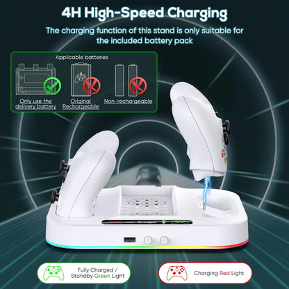 IPEGA Cooling Stand for Xbox Series S – RGB Light, Charging Station with 2x1400mAh Batteries, 3-Speed Adjustable Cooling Fan