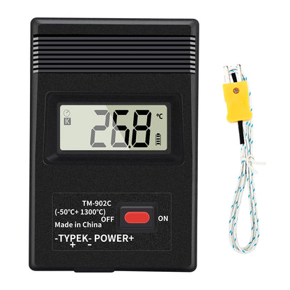 Digital K-Type Thermometer - LCD Temperature Meter with Thermocouple Probe for Industrial Measurement