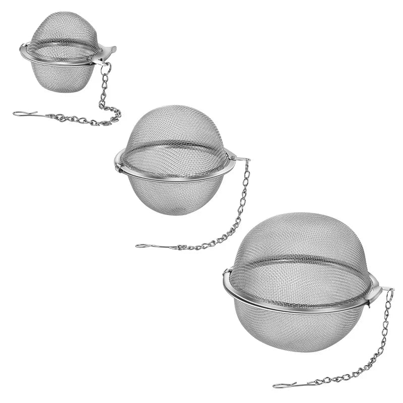 Stainless Steel Tea Ball Infuser Set — Durable Strainers for Loose Leaf Tea, Herbs, Spices & Seasoning