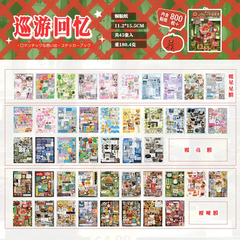 MINKYS 45 Sheets Retro Decorative Stickers – Laptop, Kpop, Toploader, Photocard Sticker Book, Kids Gift & School Stationery