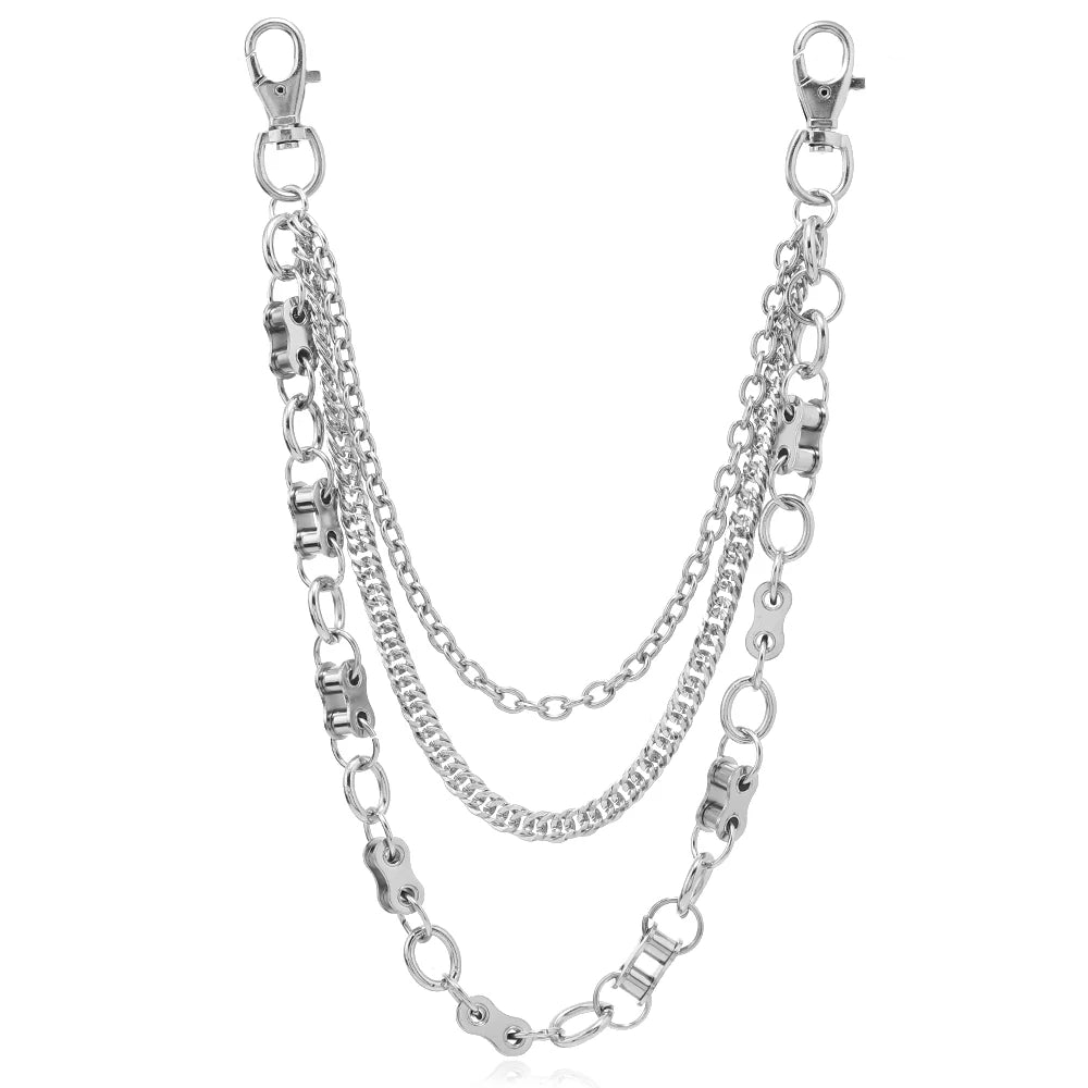 Harajuku Denim Hip Hop Chain - Personalized Punk Double-Layer Waist Chain for Unisex Streetwear