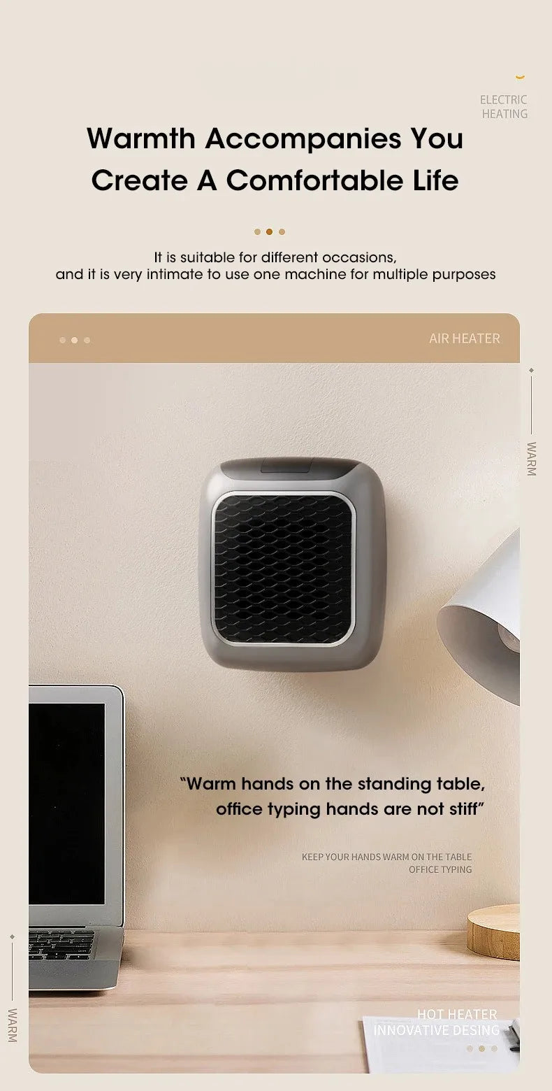 2025 Mini Space Heater – 800W Energy-Saving, Fast 3s Heating, Quiet Home & Office Hot Air Blower