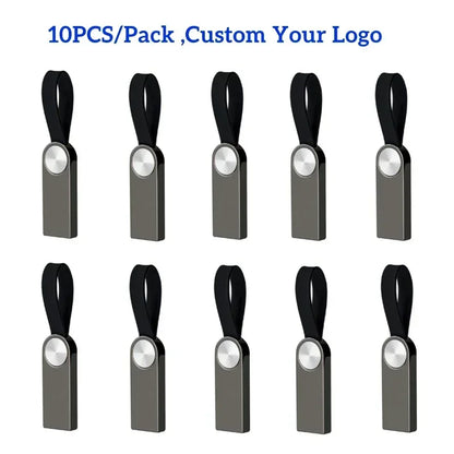 10-Pack Custom Logo USB Ring Flash Drive – Mini Pen Memory Stick 4GB/8GB/16GB/32GB, Perfect Wedding & Photography Gift