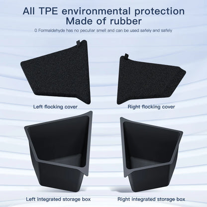 YZ Car Trunk Side Storage Box – Left & Right Organizer for Tesla Model Y Juniper 2021-2025 with Flocking Mat Cover