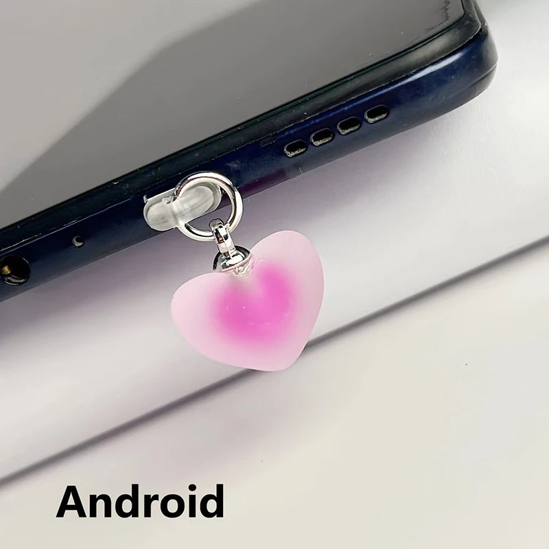 Heart-Shaped Phone Dust Plug Pendant - Universal iPhone/Type-C Accessory for Protection & Style