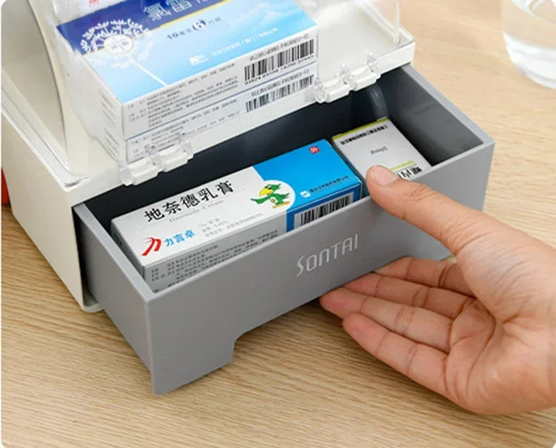 Portable Ambulance Medicine Box – Large Capacity Household Medical Storage & Classification Organizer