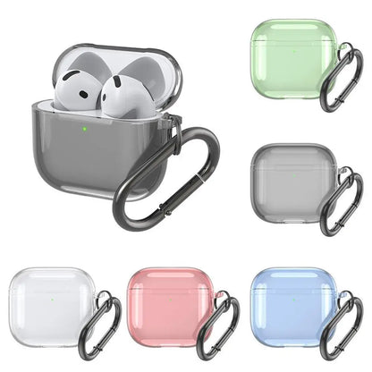 Translucent Protective Sleeve Case for AirPods 4 — Premium Drop-Proof Cover with Carabiner for AirPods 4th Generation