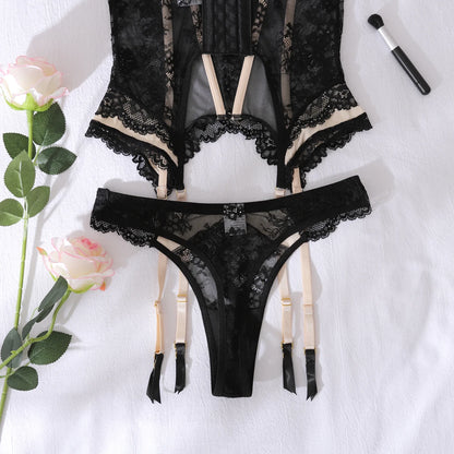 Ellolace Premium Sexy Women’s Lingerie – Willowy Corset 2PC Erotic Bowknot Set