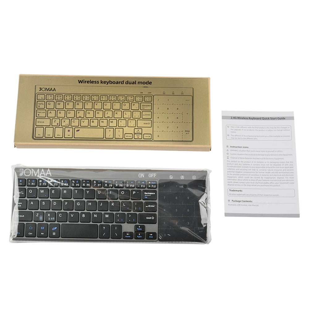 Slim 2.4G Wireless Keyboard with Touchpad — USB Numeric Keypad for Android, Windows, Desktop, Laptop & TV Box