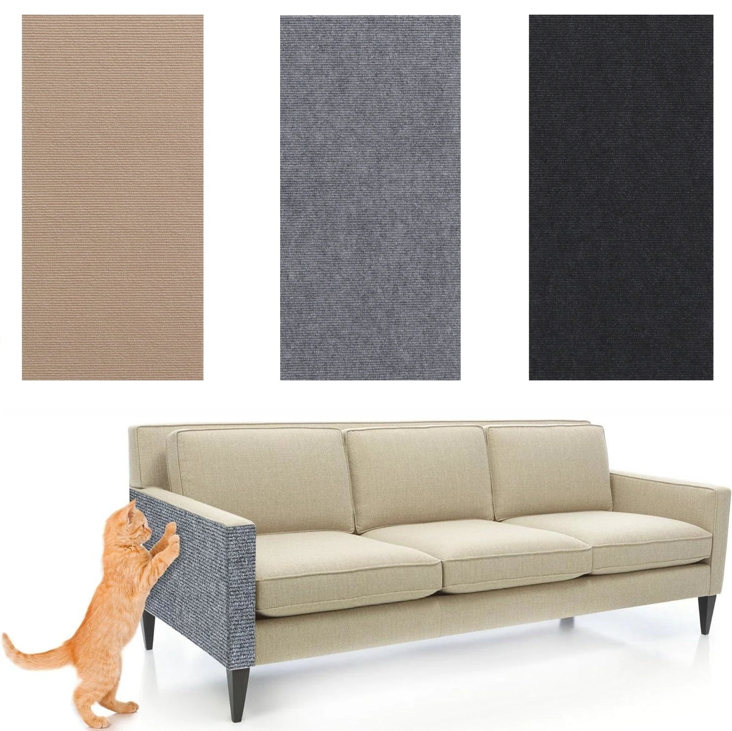 Anti Cat Scratch Mat - Trimmable Self-Adhesive Furniture Protector for Sofas, Walls & Corners