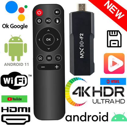 MX10 F2 TV Stick - 1GB RAM, 8GB Storage, Android 2024, 4K EU Android TV Box