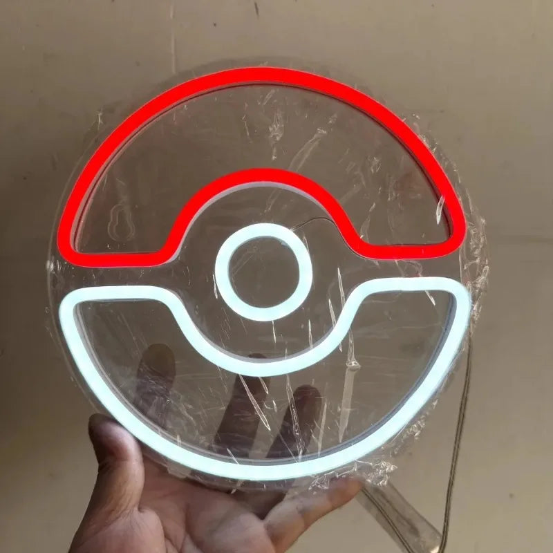 20x20cm Poke Ball LED Acrylic Light – Luminous Neon Decor for E-Sports Room, Wall & Gift