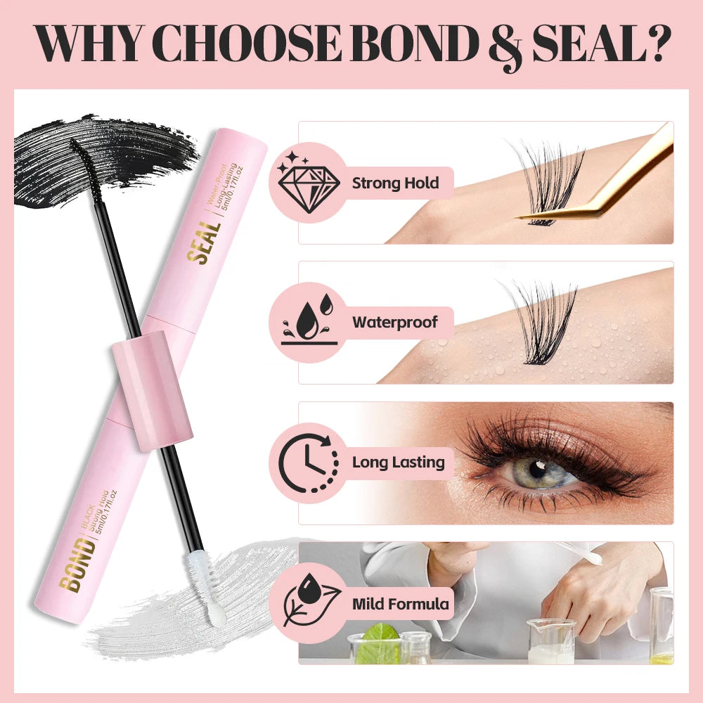 5ml Bond & Seal Eyelash Glue — Waterproof 2-in-1 Adhesive for Lash Clusters & Extensions