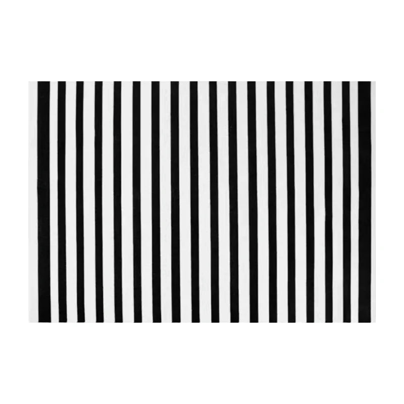 Black Stripe Plush Rug — Non-Slip Luxury Carpet for Living Room, Bedroom, Study, and Nordic Home Decor