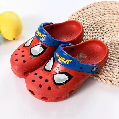 Cartoon Hole Sandals Slippers — Red EVA Hollow-Out Beach Shoes for Boys & Girls, Breathable Casual Jelly Garden Footwear Gift