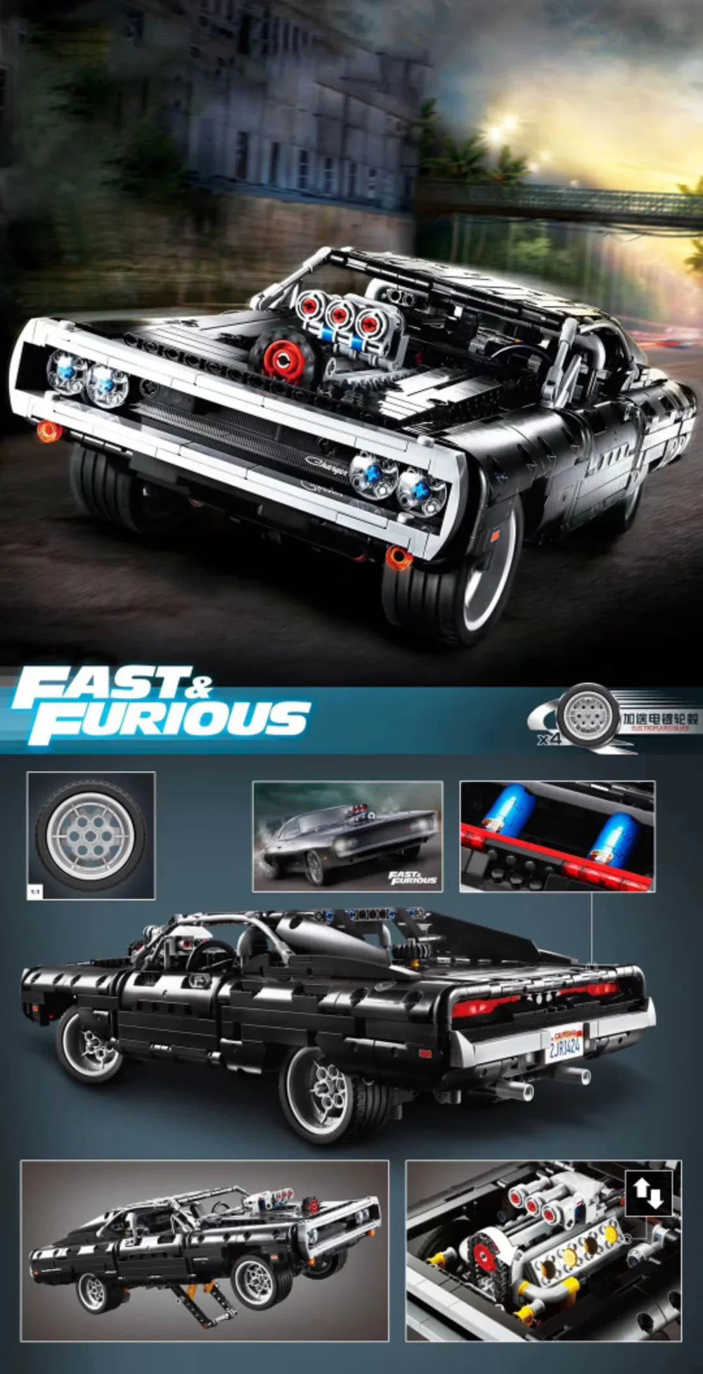2024 New High Difficulty Racing Car Building Blocks – 1077PCS Model, Assemble Bricks for Kids Birthday & Christmas Gifts