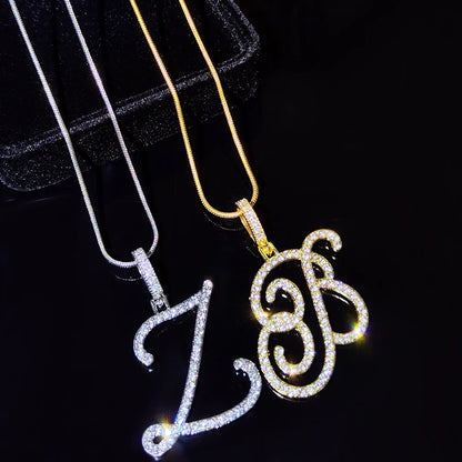 Flatfoosie A–Z Cursive Initial Letter Pendant Necklace for Women – Simple Rope Chain Personalized Fashion Jewelry Gift Necklace