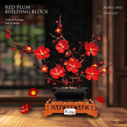 669PCS Plum Blossom Bonsai Building Block Set – Floral Flower Model Bricks, Creative Desktop Decor & Holiday Gift for Kids