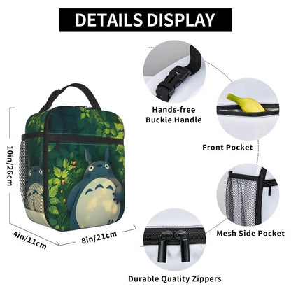 Totoro Miyazaki Anime Insulated Lunch Tote Bag – Portable Thermal Cooler for School & Office