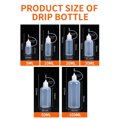 5 Pcs Needle Tip Glue Bottle - Squeeze Plastic Bottle with Dispensing Needle, Sealing Cap, Liquid Flux Dispenser Applicator